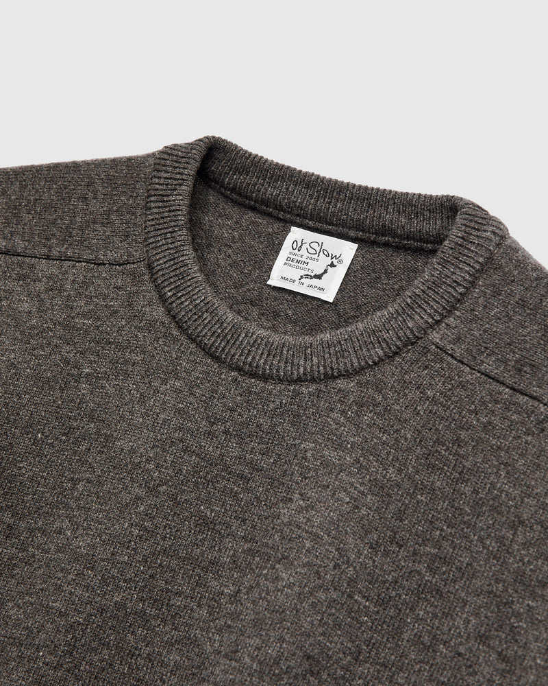 Simple Wool Crewneck Sweater in Brown