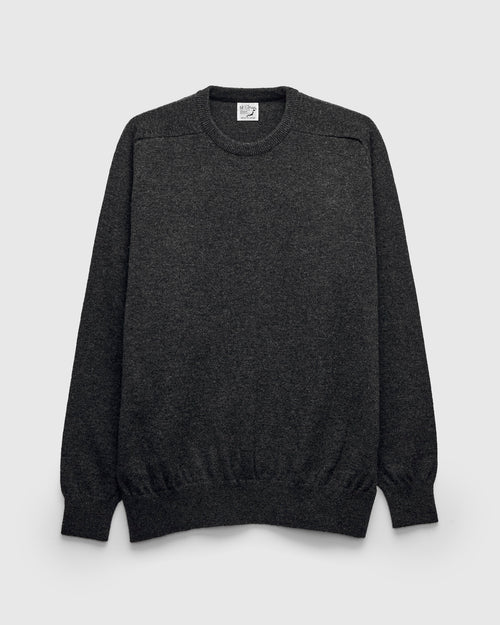 Simple Wool Crewneck Sweater in Charcoal Grey