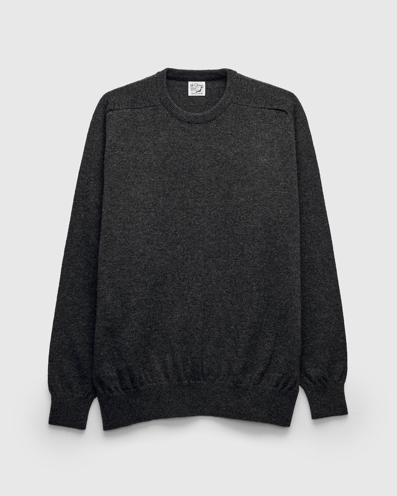 Simple Wool Crewneck Sweater in Charcoal Grey