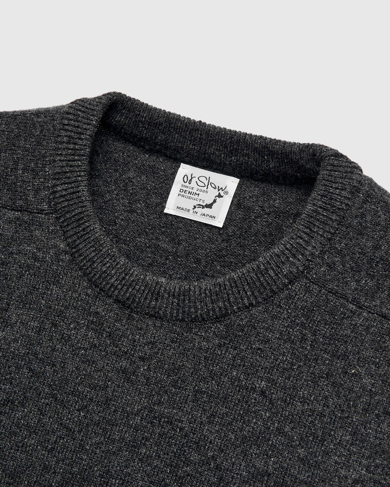 Simple Wool Crewneck Sweater in Charcoal Grey