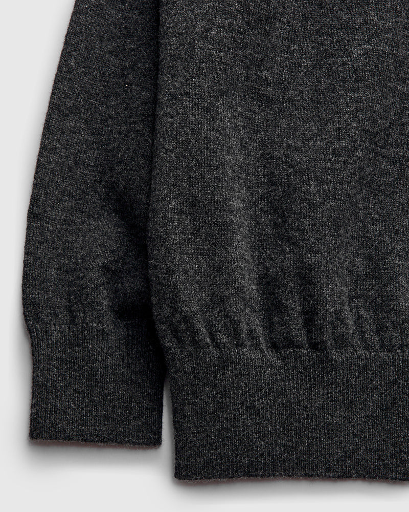 Simple Wool Crewneck Sweater in Charcoal Grey