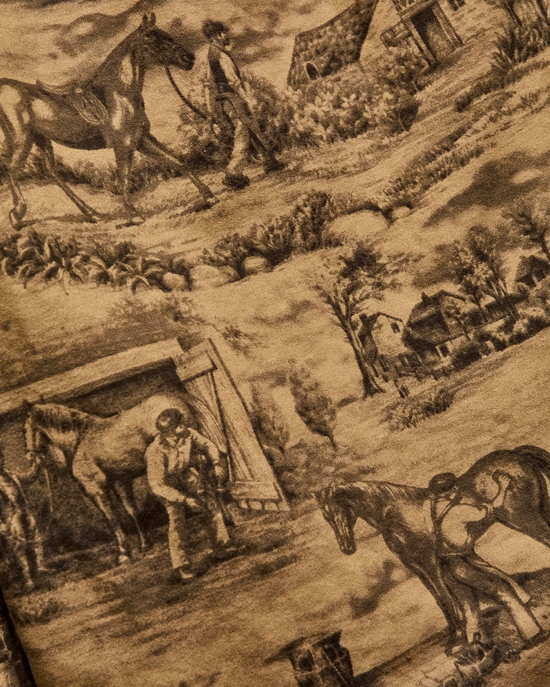 Stables Printed Moleskin Workshirt in Brown