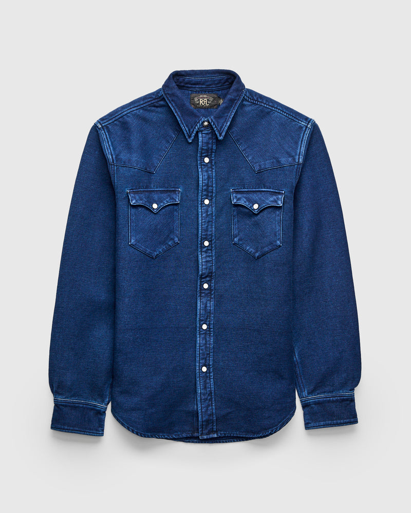 Heavyweight Chamois Western Workshirt in Indigo