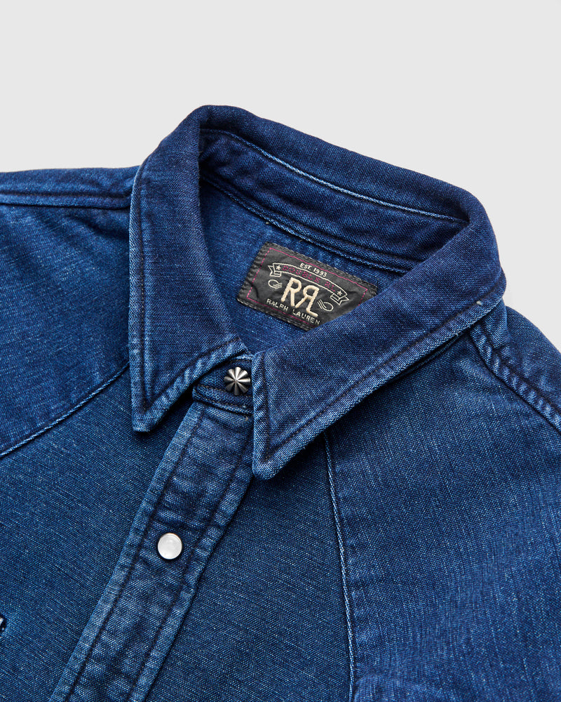 Heavyweight Chamois Western Workshirt in Indigo