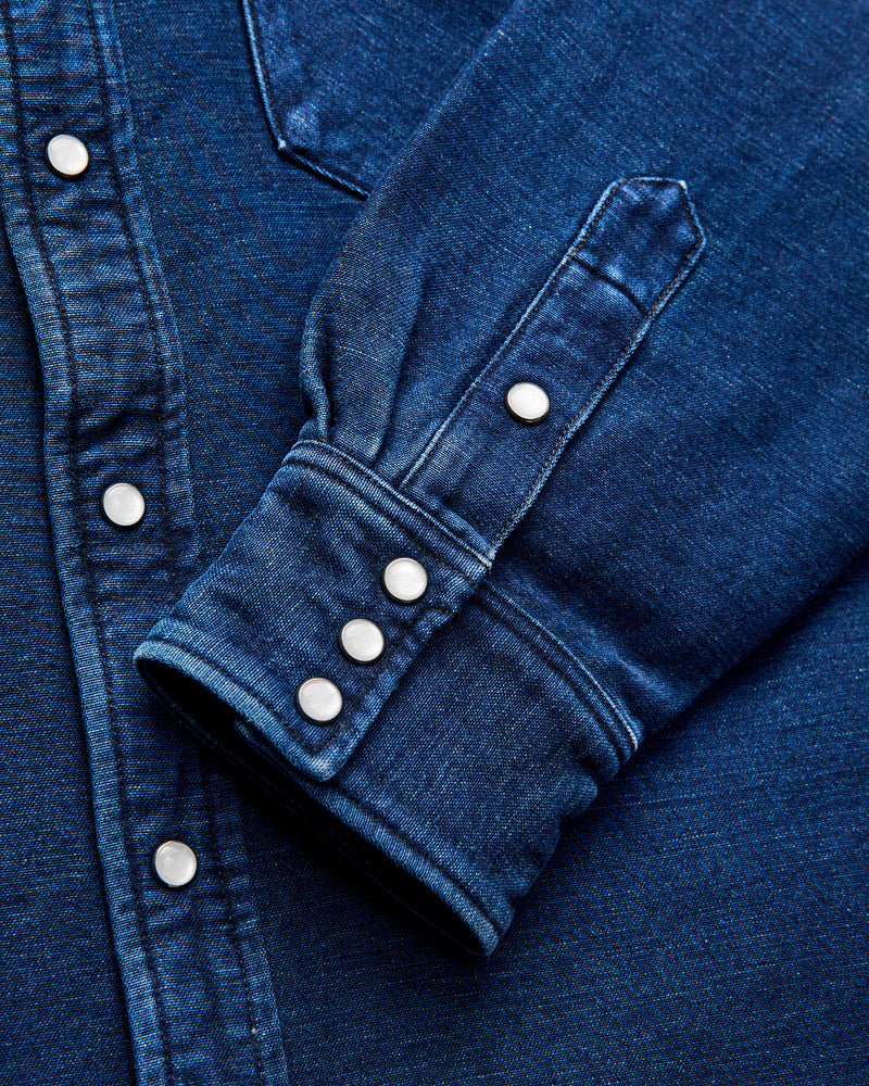 Heavyweight Chamois Western Workshirt in Indigo