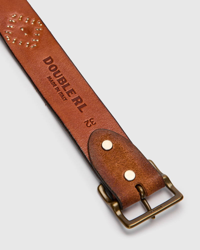 Rasco Studded Leather Belt in Light Brown