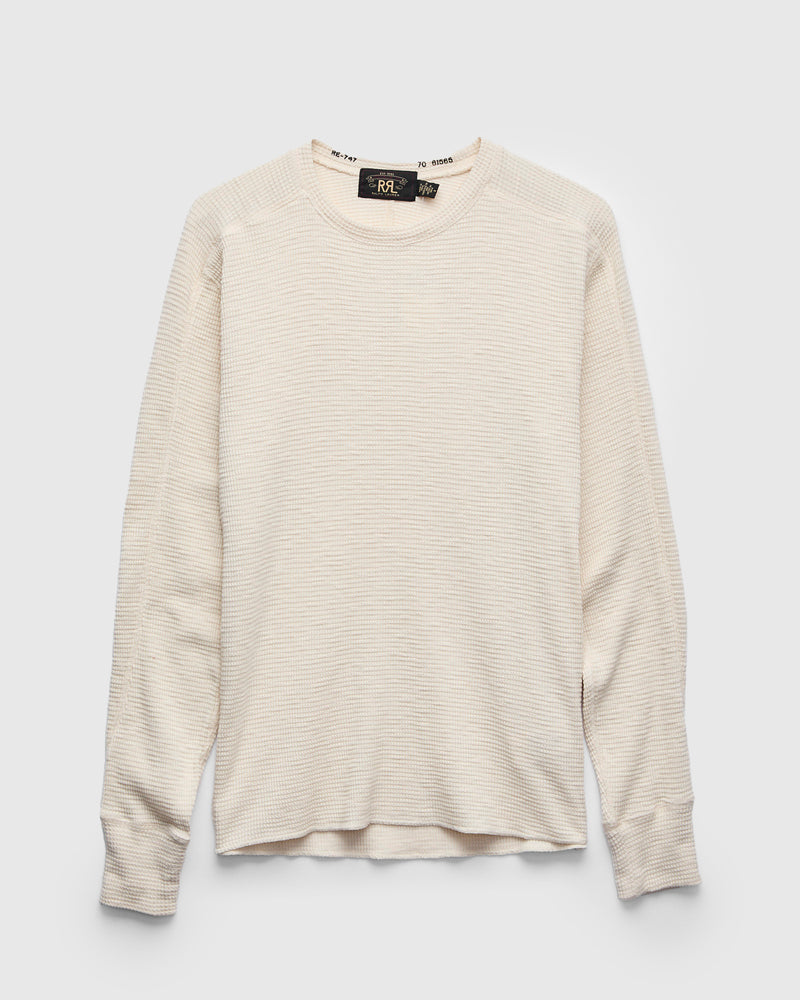 Waffle-Knit Thermal Long-Sleeve in Paper White