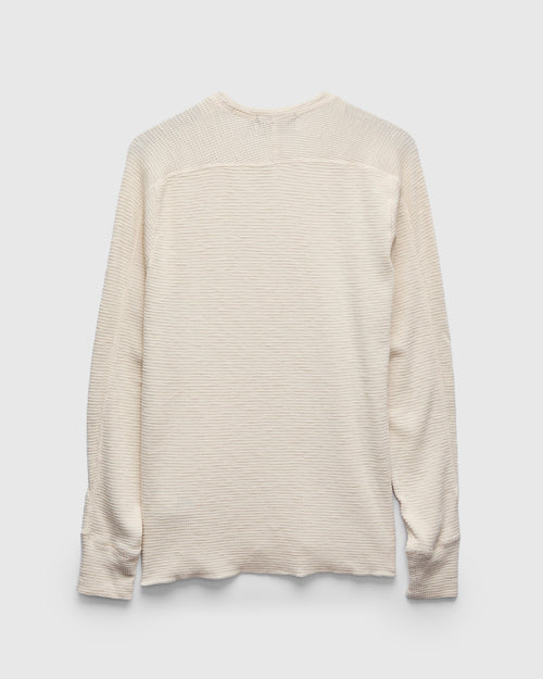 Waffle-Knit Thermal Long-Sleeve in Paper White