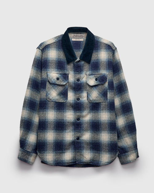Recycled Cotton Jazz Nep Check Shirt in Blue
