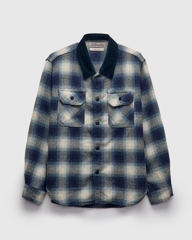 Recycled Cotton Jazz Nep Check Shirt in Blue