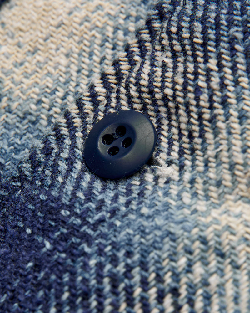 Recycled Cotton Jazz Nep Check Shirt in Blue