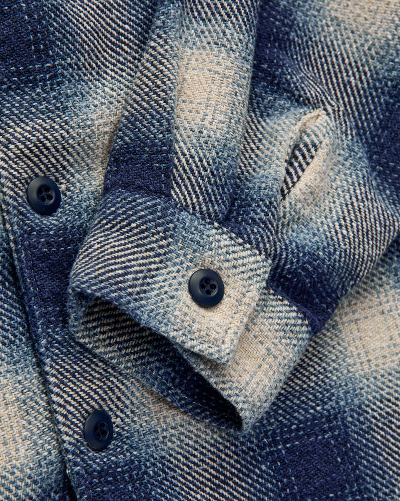 Recycled Cotton Jazz Nep Check Shirt in Blue