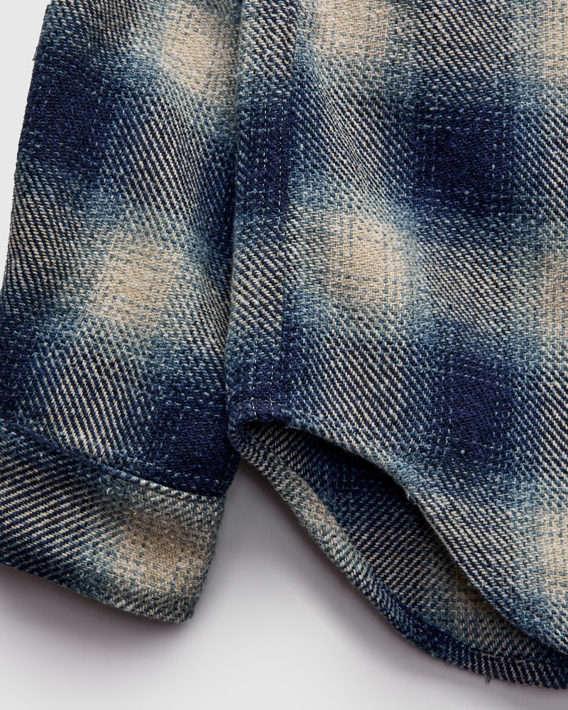 Recycled Cotton Jazz Nep Check Shirt in Blue