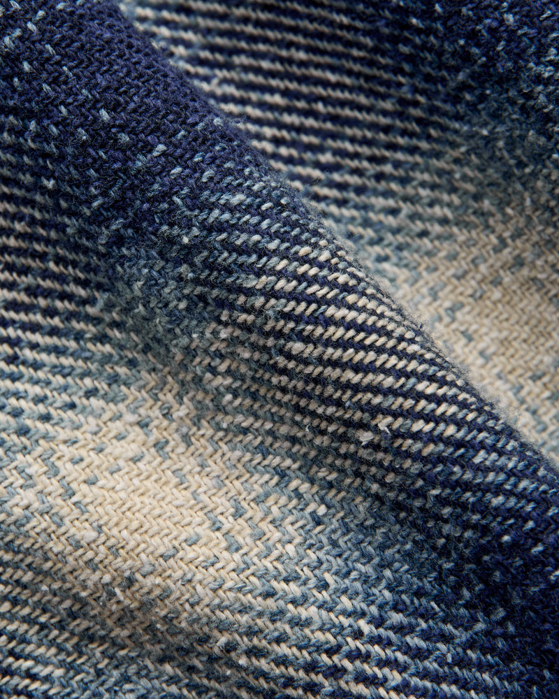 Recycled Cotton Jazz Nep Check Shirt in Blue