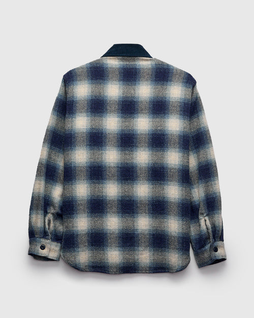 Recycled Cotton Jazz Nep Check Shirt in Blue