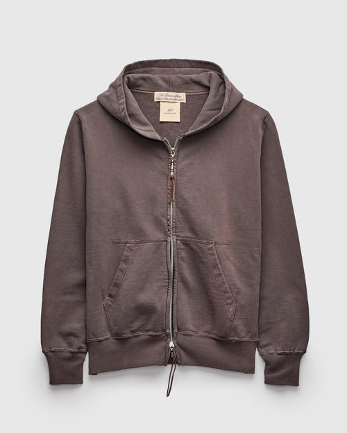 Special Finish Zip Hoodie in Brown