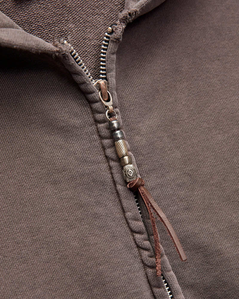 Special Finish Zip Hoodie in Brown