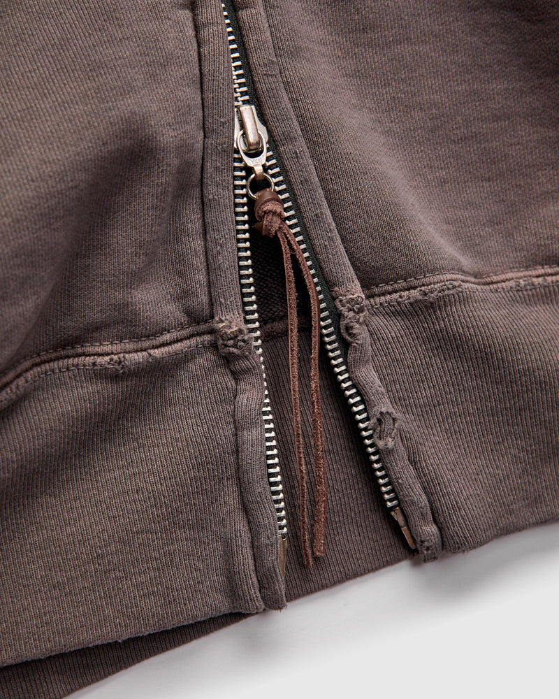 Special Finish Zip Hoodie in Brown