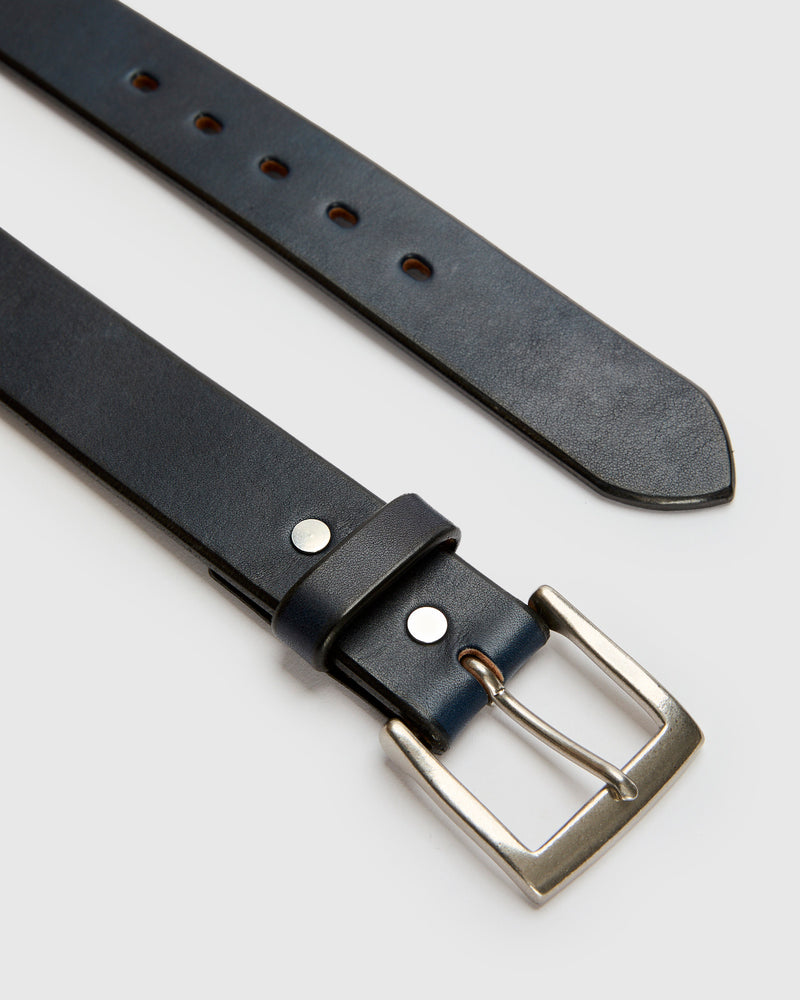 A301-AI "Kurozan" Indigo-Dyed Leather Belt