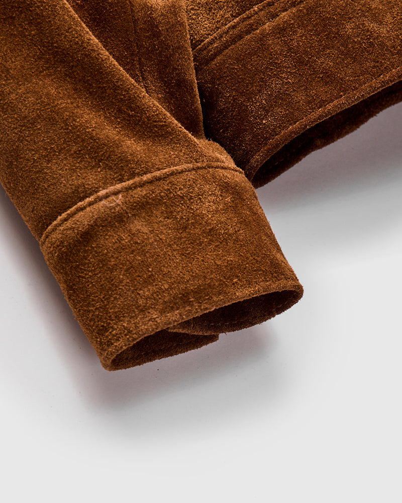 375 Rough Out Cowhide Trucker Jacket in Saddle