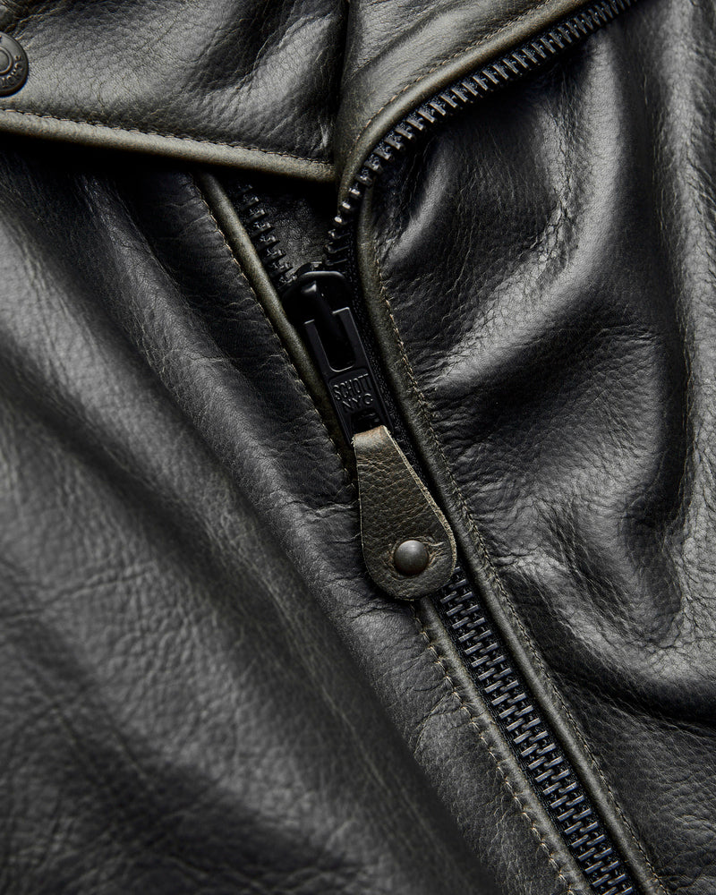 533 Pullup Cowhide Perfecto Jacket in Matte Black