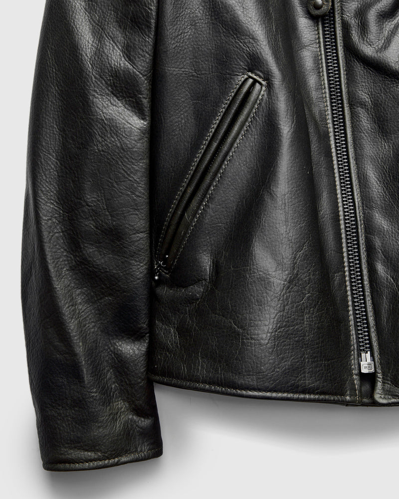533 Pullup Cowhide Perfecto Jacket in Matte Black