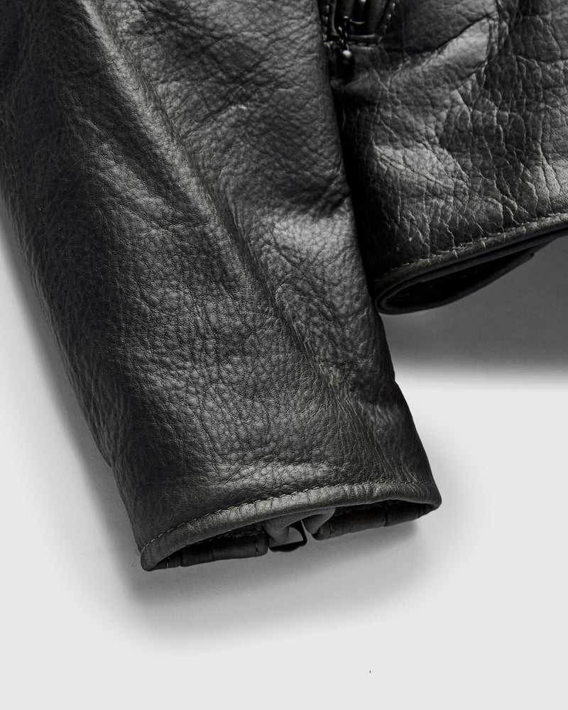 533 Pullup Cowhide Perfecto Jacket in Matte Black