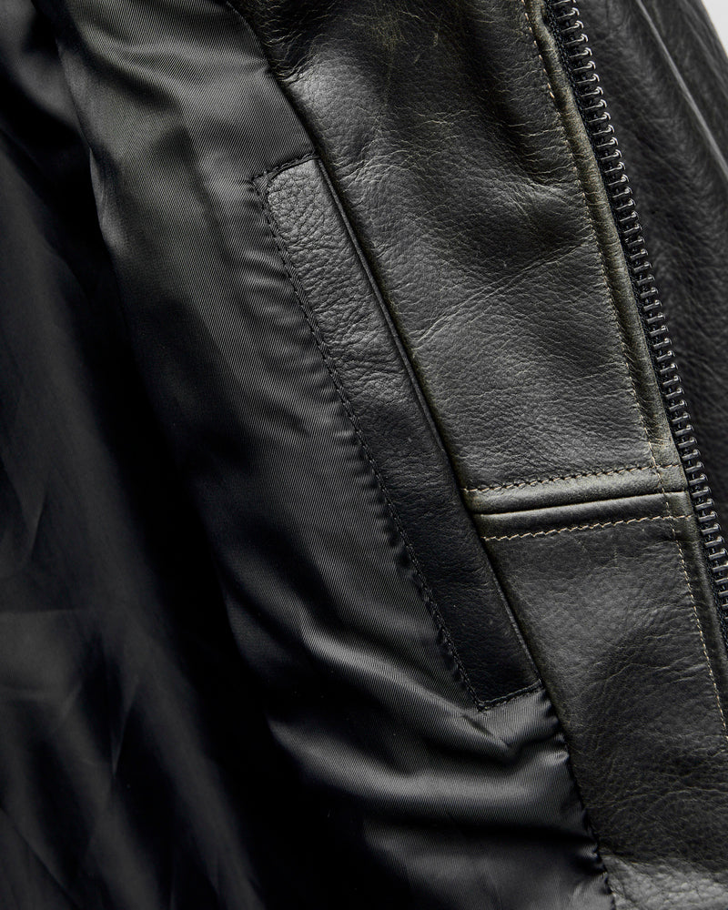 533 Pullup Cowhide Perfecto Jacket in Matte Black