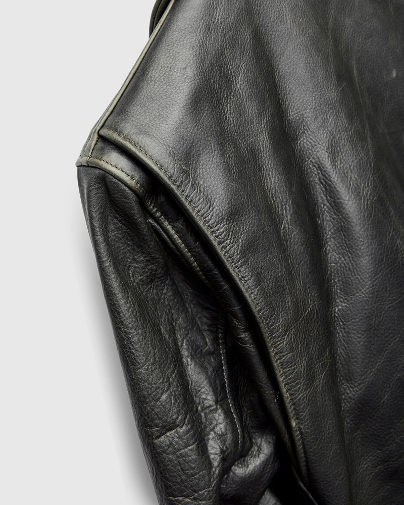 533 Pullup Cowhide Perfecto Jacket in Matte Black