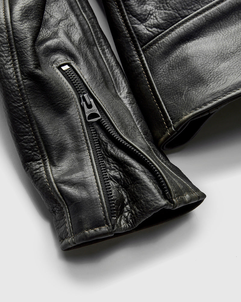 533 Pullup Cowhide Perfecto Jacket in Matte Black