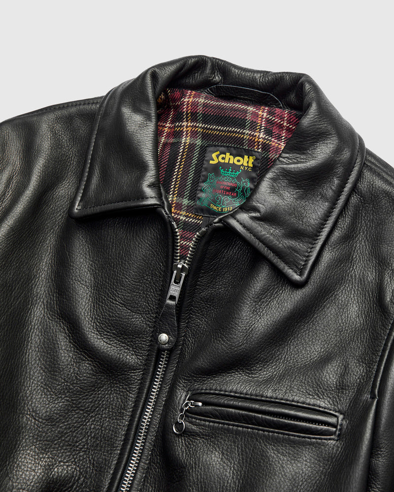 562 Pebbled Cowhide Weekender Jacket in Black