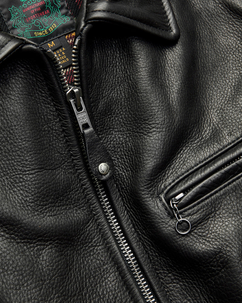 562 Pebbled Cowhide Weekender Jacket in Black