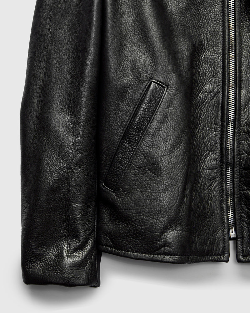 562 Pebbled Cowhide Weekender Jacket in Black