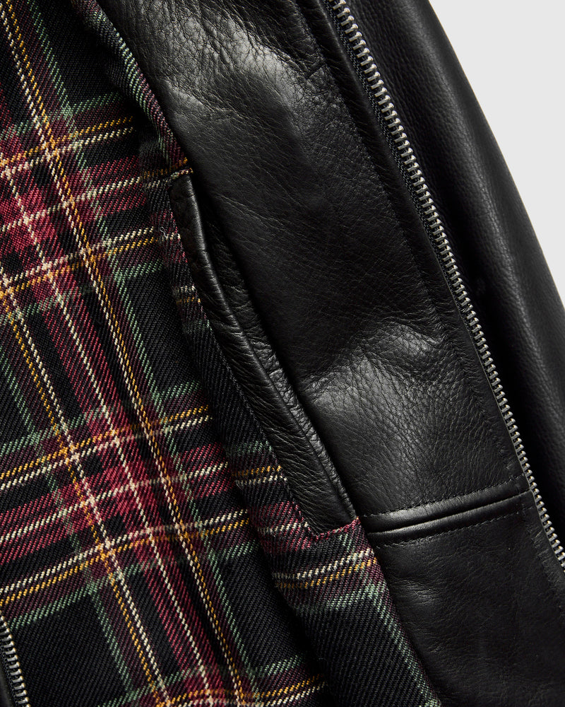 562 Pebbled Cowhide Weekender Jacket in Black