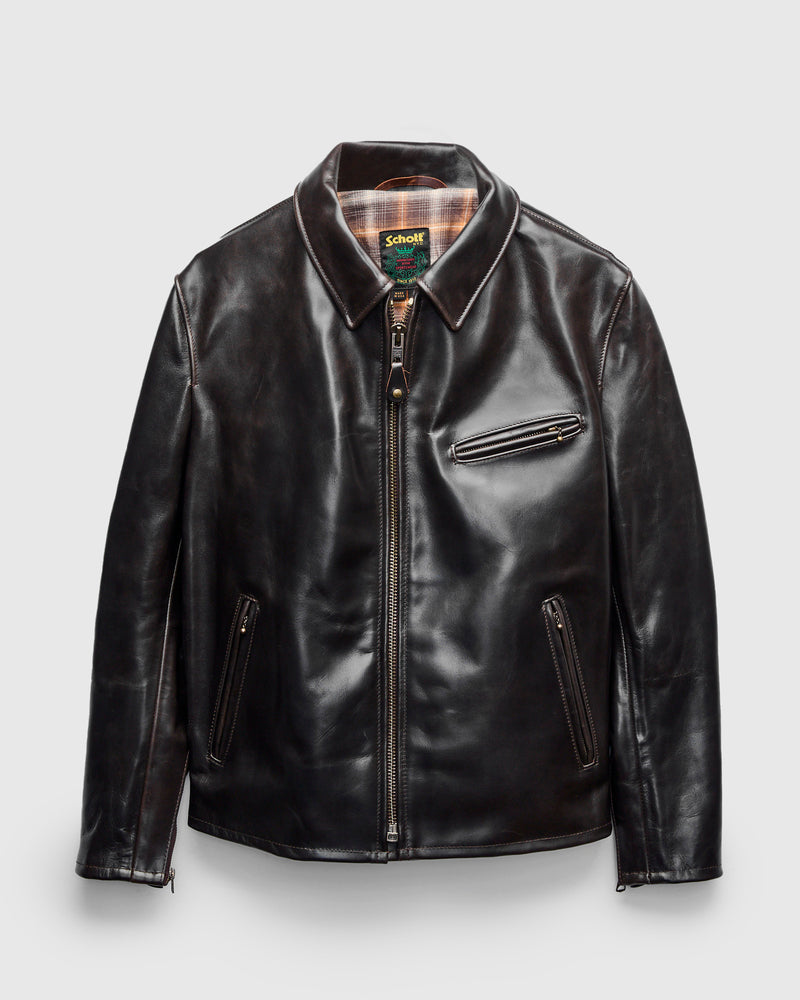 688 Heavy Cowhide Racer Jacket in Brown