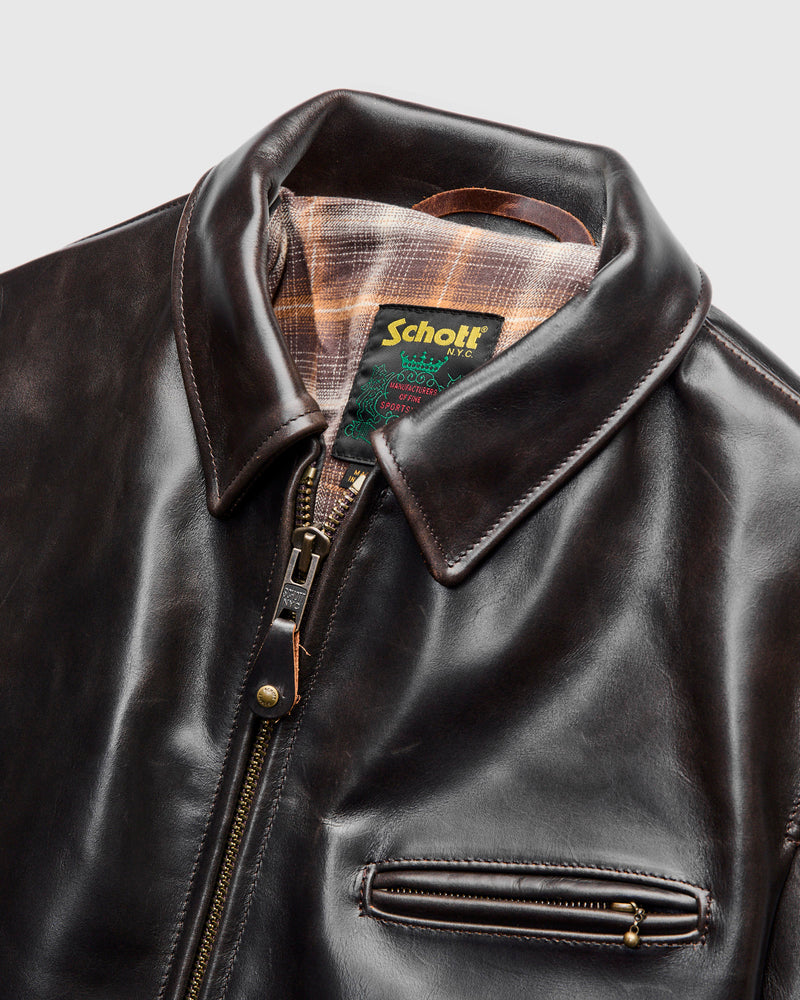 688 Heavy Cowhide Racer Jacket in Brown