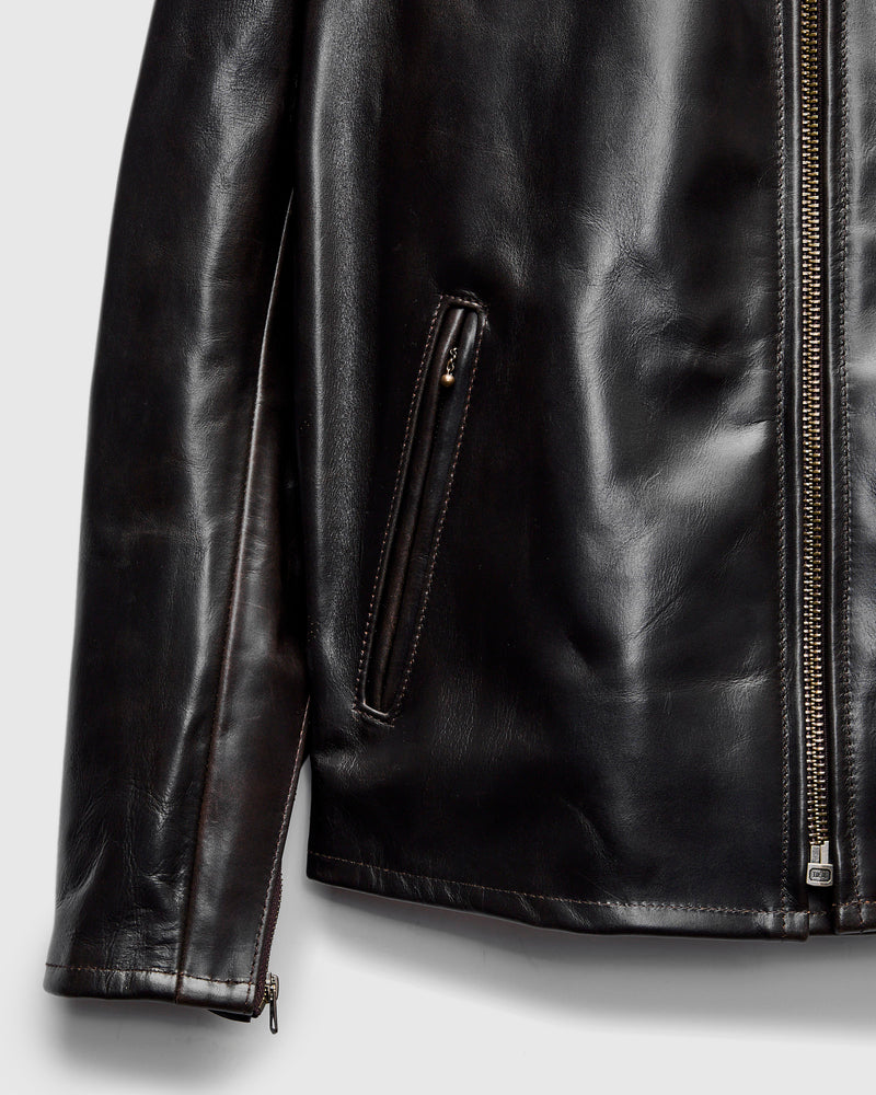 688 Heavy Cowhide Racer Jacket in Brown