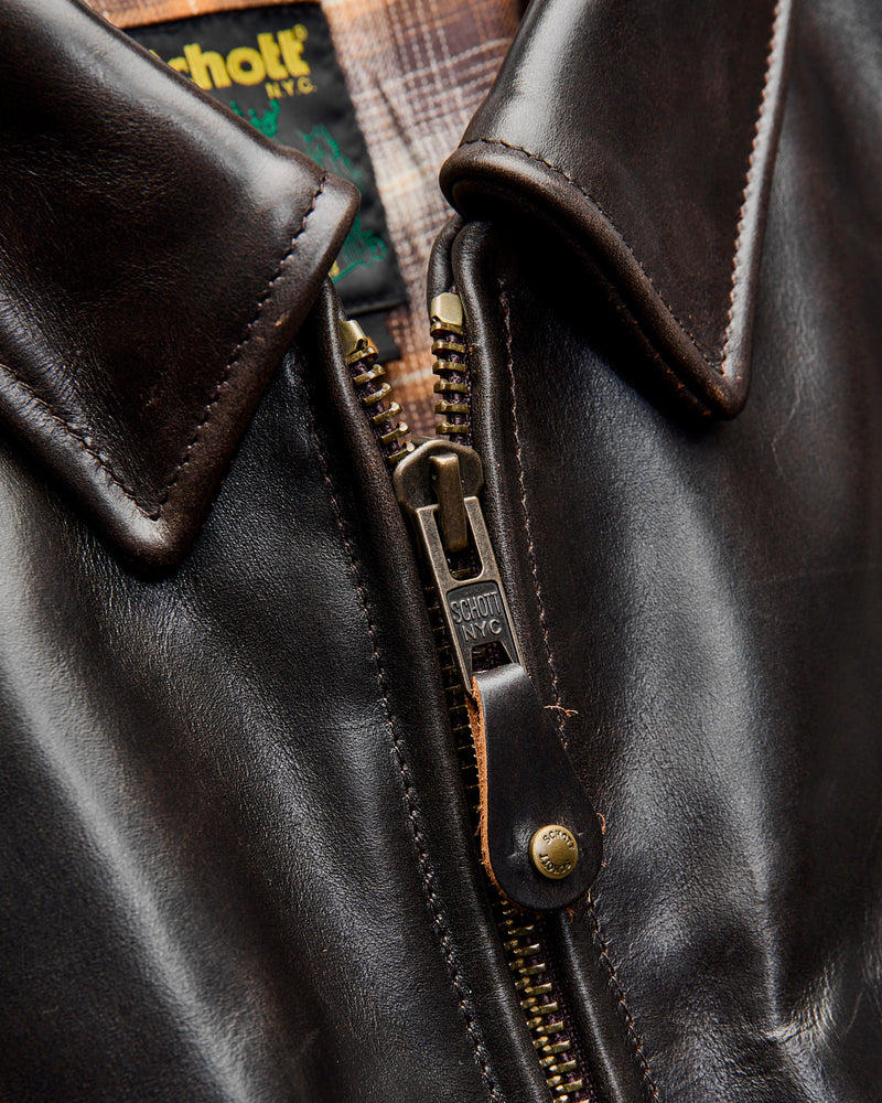 688 Heavy Cowhide Racer Jacket in Brown