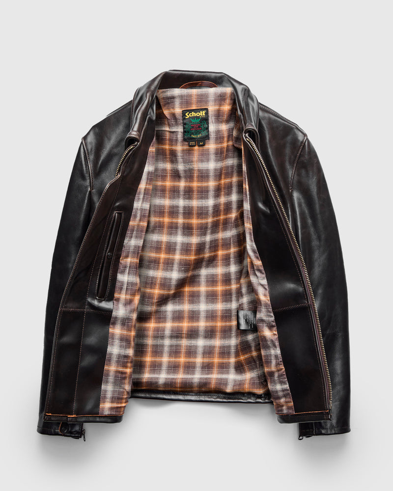 688 Heavy Cowhide Racer Jacket in Brown