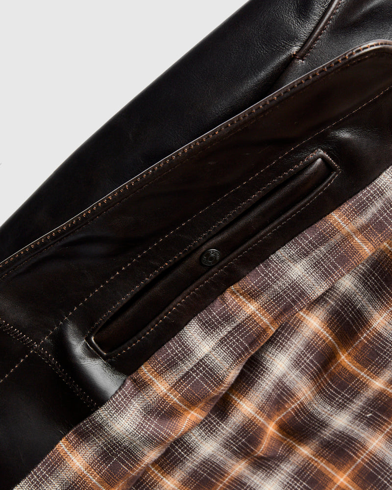 688 Heavy Cowhide Racer Jacket in Brown