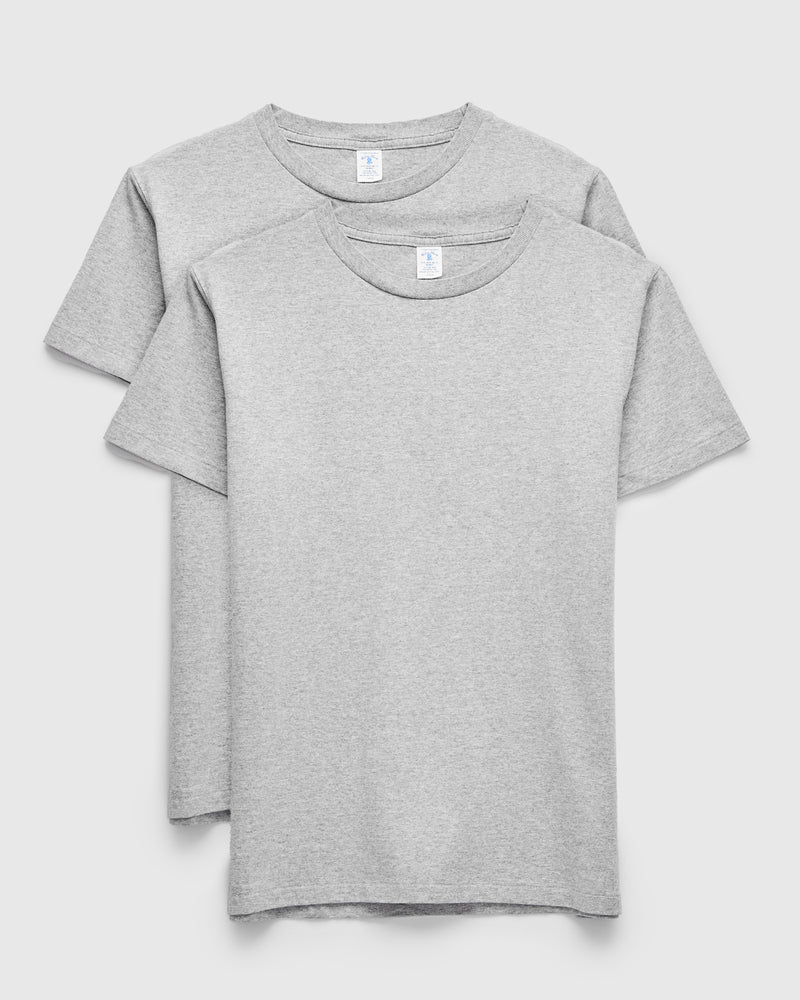 2-Pack Short Sleeve Crew Tee in Heather Grey