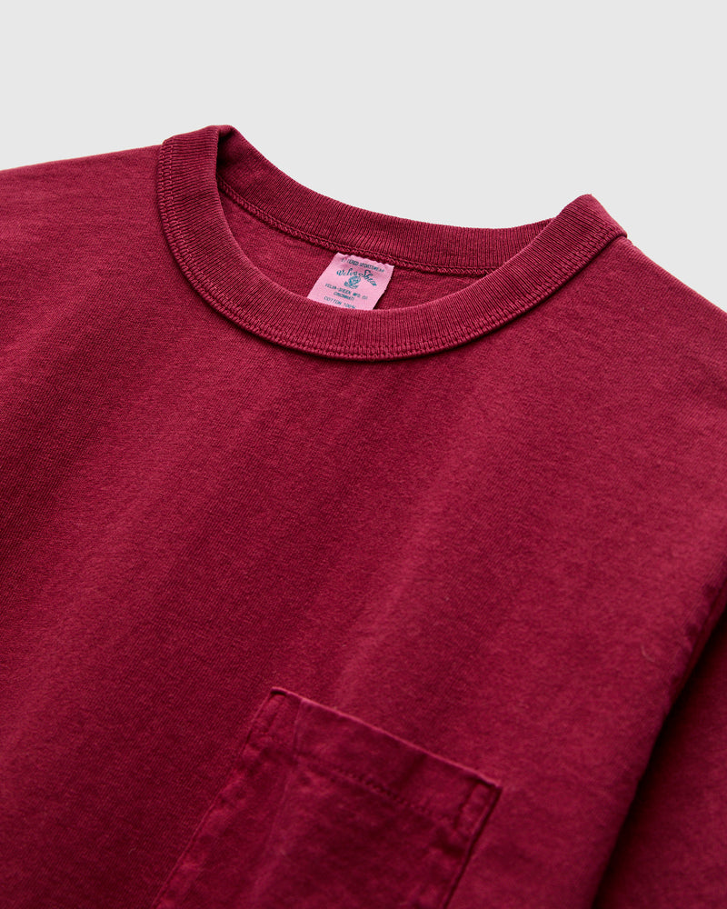 Pigment Dyed Pocket Tee in Burgundy