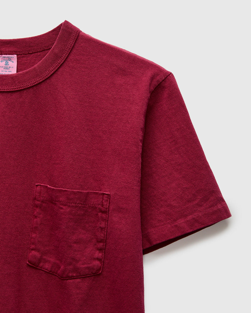 Pigment Dyed Pocket Tee in Burgundy