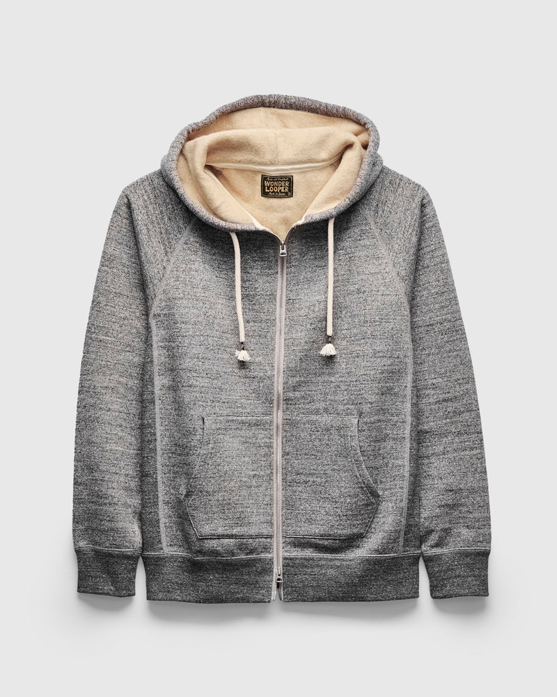 Fleeced FoxFibre® Zip Hoodie in Charcoal