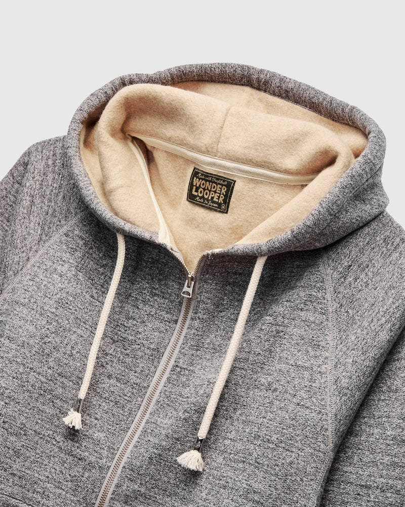 Fleeced FoxFibre® Zip Hoodie in Charcoal