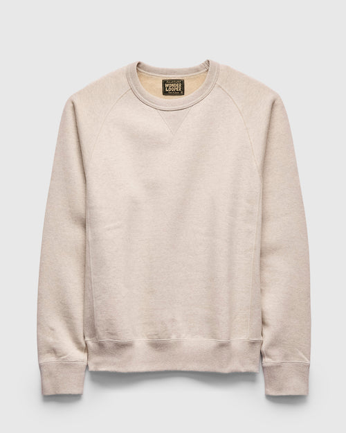 Fleeced FoxFibre® Pullover Crewneck in Oatmeal