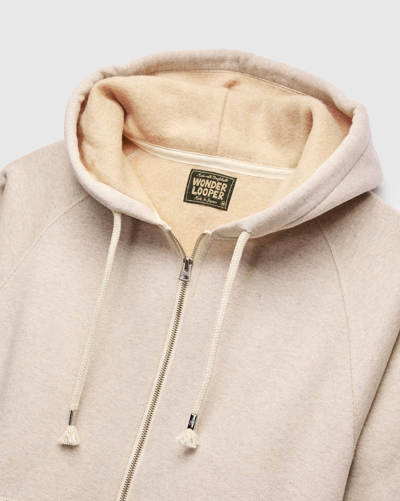Fleeced FoxFibre® Zip Hoodie in Oatmeal