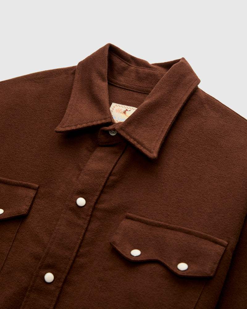 Moleskin Pearl Snap Shirt in Cocoa