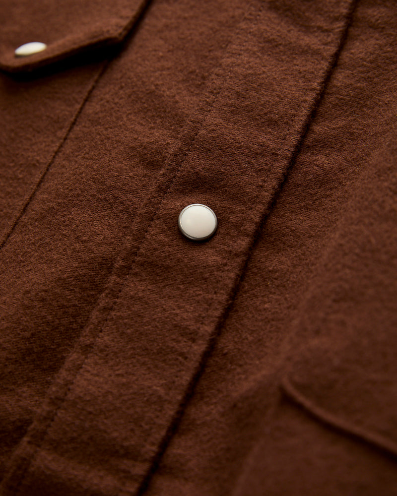Moleskin Pearl Snap Shirt in Cocoa