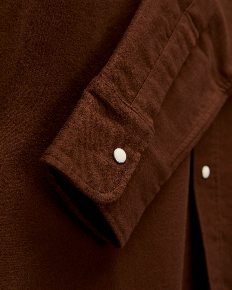 Moleskin Pearl Snap Shirt in Cocoa